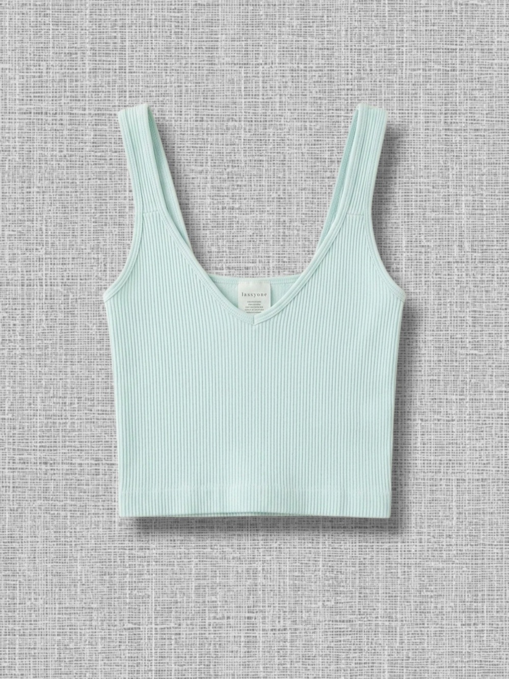 Aster Top Ribbed Seamless V-Neck Tank in Light Aqua